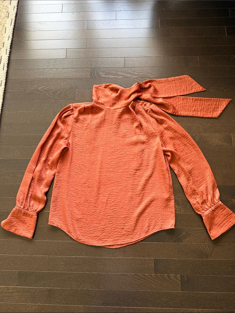 Banana Republic Rust-Coloured Tie-Neck Blouse